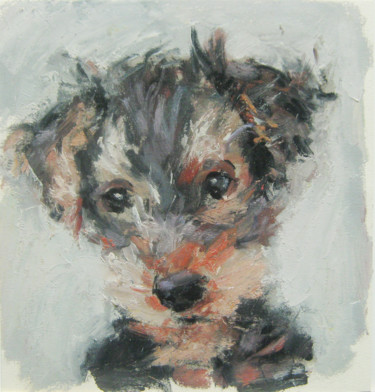 Painting titled "A little dog "Flama…" by Mato Jurkovic, Original Artwork, Oil
