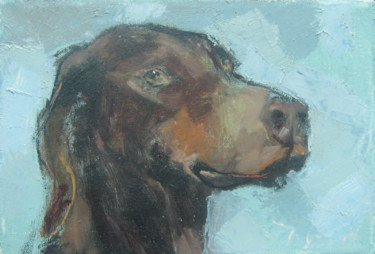 Painting titled "Hunting dog (LO-71)" by Mato Jurkovic, Original Artwork, Oil