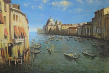 Pintura intitulada "Paisagem em Veneza" por Maria Helena Matos, Obras de arte originais, Óleo
