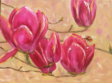 Pintura titulada "Magnolia" por Maria Matokhniuk, Obra de arte original, Oleo