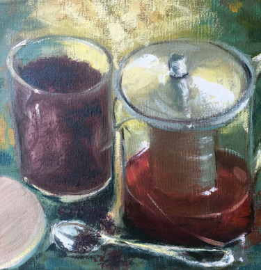 Painting titled "Tea Time Peinture,…" by Maria Matokhniuk, Original Artwork, Oil