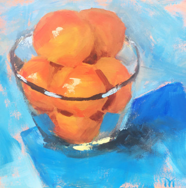 Painting titled "Orange et un Bol en…" by Maria Matokhniuk, Original Artwork, Oil