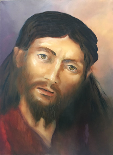 Malerei mit dem Titel "Jésus l'huile Origi…" von Maria Matokhniuk, Original-Kunstwerk, Öl