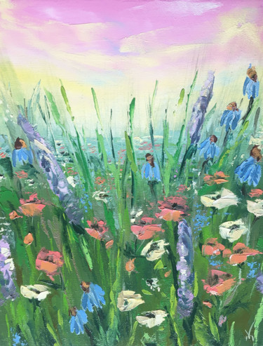 Schilderij getiteld "Flowers painting. P…" door Maria Matokhniuk, Origineel Kunstwerk, Olie