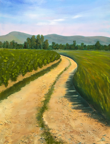Painting titled "La route à travers…" by Maria Matokhniuk, Original Artwork, Oil