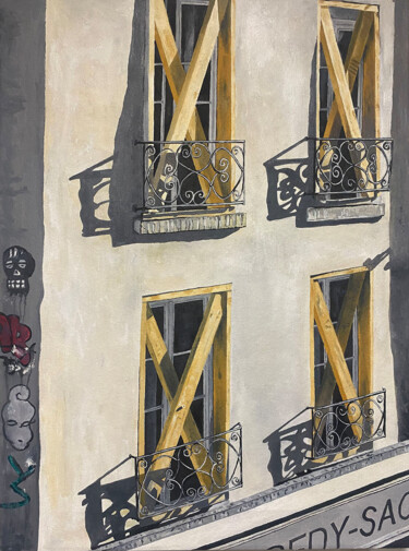 Pintura titulada "View from a Paris W…" por Mats Pehrson, Obra de arte original, Oleo Montado en Bastidor de camilla de made…