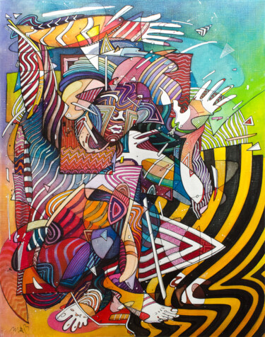 Pintura titulada "Danseur Hypnotiseur" por Matt.B, Obra de arte original, Acrílico Montado en Bastidor de camilla de madera