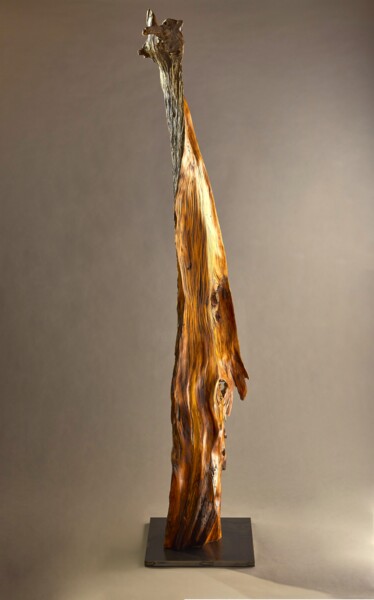 Sculpture titled "tall wood sculpture" by Matt Christine, Original Artwork, Wood