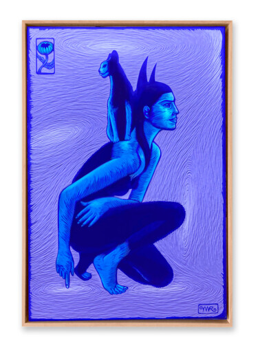 Painting titled "Catwoman" by Matt Roussel, Original Artwork, Acrylic Mounted on Wood Stretcher frame