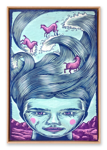 Картина под названием "Oceanne." - Matt Roussel, Подлинное произведение искусства, Акрил Установлен на Деревянная рама для н…