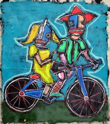 Painting titled "Cycling" by Matt Sesow, Original Artwork, Acrylic