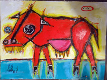 Peinture intitulée "Cow" par Matt Sesow, Œuvre d'art originale, Acrylique