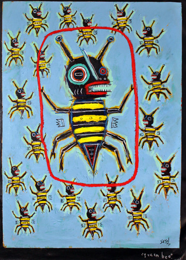 Peinture intitulée "Queen bee" par Matt Sesow, Œuvre d'art originale, Acrylique