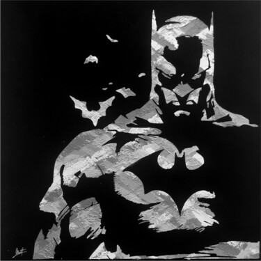 Painting titled "BATMAN - THE DARK K…" by Matteo Calconi, Original Artwork, Screenprinting Mounted on Wood Stretcher frame