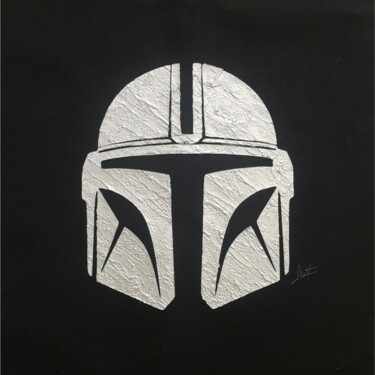 Painting titled "MANDALORIAN" by Matteo Calconi, Original Artwork, Screenprinting Mounted on Wood Stretcher frame