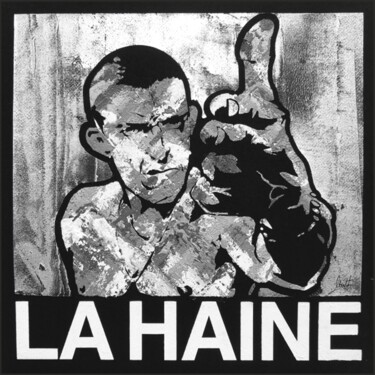 Malarstwo zatytułowany „LA HAINE” autorstwa Matteo Calconi, Oryginalna praca, Nadruk Zamontowany na Drewniana rama noszy