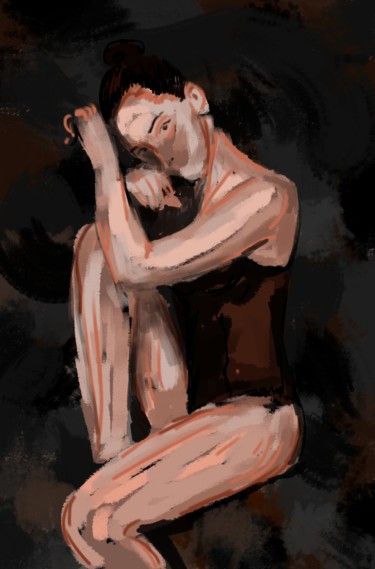 Digital Arts titled "donna in rossa prov…" by Matteo Gilardi, Original Artwork, Digital Painting