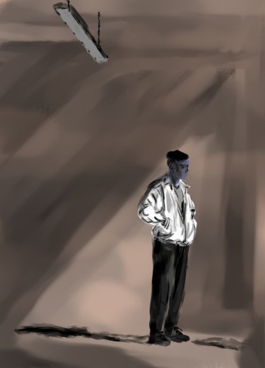 uomo alla finestra in bianco Digitale Künste mit dem Titel "uomo alla finestra…" von Matteo Gilardi, Original-Kunstwerk, Digitale Malerei