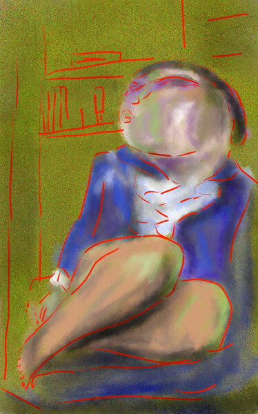 Arte digitale intitolato "donna seduta" da Matteo Gilardi, Opera d'arte originale, Pittura digitale