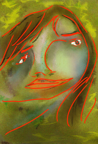 Arte digitale intitolato "viso di donna AB" da Matteo Gilardi, Opera d'arte originale, Pittura digitale