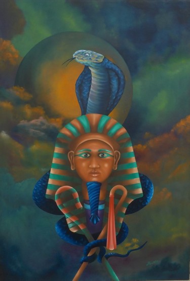 Pintura intitulada "maschera egizia" por Matteo Guerra, Obras de arte originais, Óleo