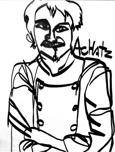 Desenho intitulada "Grant Achatz 3" por Matthew Rentz, Obras de arte originais, Marcador