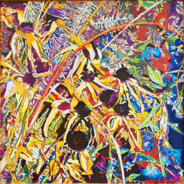 Картина под названием "Sommerblumen" - Matthias Bargholz, Подлинное произведение искусства, Акрил Установлен на Деревянная р…