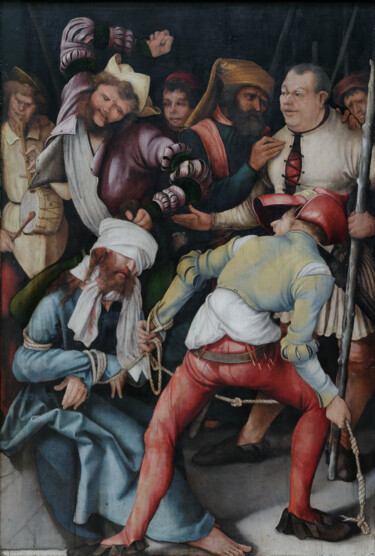 Painting titled "Dérision du Christ" by Matthias Grünewald, Original Artwork, Oil