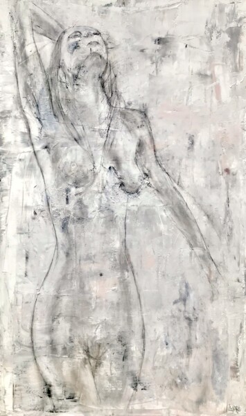 Pintura titulada "Camilia, Come Rain…" por Matthias Lupri, Obra de arte original, Carbón Montado en Bastidor de camilla de m…