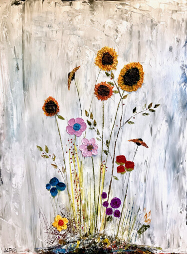 Pittura intitolato "Sunflowers, for You…" da Matthias Lupri, Opera d'arte originale, Cera Montato su Telaio per barella in l…