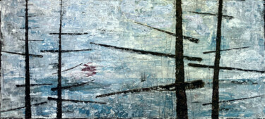 Картина под названием "A Harbor Moonlamp" - Matthias Lupri, Подлинное произведение искусства, Масло Установлен на Деревянная…