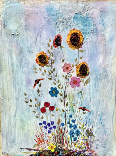 "Sunflower Purple Ha…" başlıklı Tablo Matthias Lupri tarafından, Orijinal sanat, Petrol Ahşap Sedye çerçevesi üzerine monte…