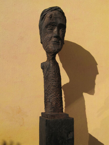 Skulptur mit dem Titel "Kopf-Torso" von Matthias Trott, Original-Kunstwerk, Holz