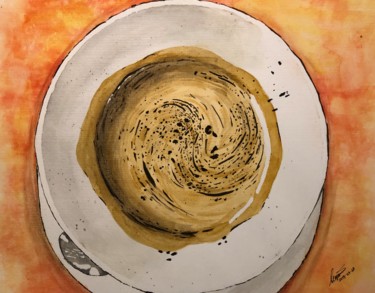 Painting titled "Colleague‘s coffee" by Matthias Köppen, Original Artwork, Watercolor