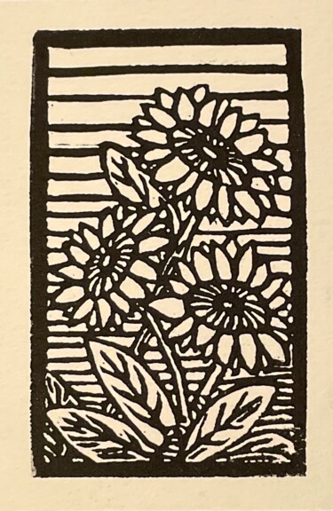 Druckgrafik mit dem Titel "Black Flowers" von Matthias Köppen, Original-Kunstwerk, Linoldrucke