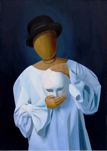Painting titled "Hinter der Maske" by Matthias Kreher, Original Artwork, Acrylic