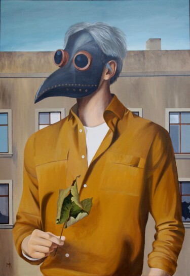 Schilderij getiteld "Maskenpflicht (Mask…" door Matthias Kreher, Origineel Kunstwerk, Acryl