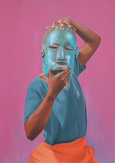 Malerei mit dem Titel "Maskenspiel (Mask G…" von Matthias Kreher, Original-Kunstwerk, Acryl