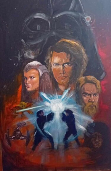 Painting titled "Star wars, rêve de…" by Matthieu Aiello, Original Artwork, Acrylic Mounted on Wood Stretcher frame
