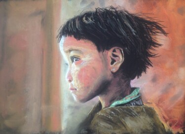 Painting titled "Tendresse" by Matthieu Aiello, Original Artwork, Pastel