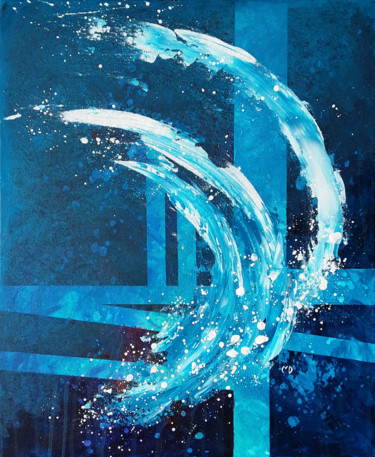 Painting titled "The third wave" by Matthieu Doré, Original Artwork, Acrylic Mounted on Wood Stretcher frame