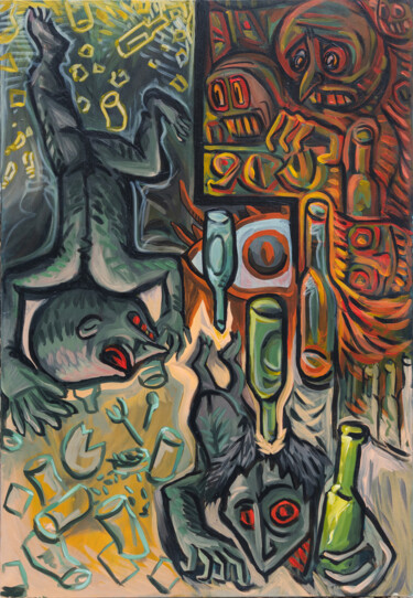 Картина под названием "Zapoï" - Matthieu Gouin, Подлинное произведение искусства, Акрил Установлен на Деревянная рама для но…