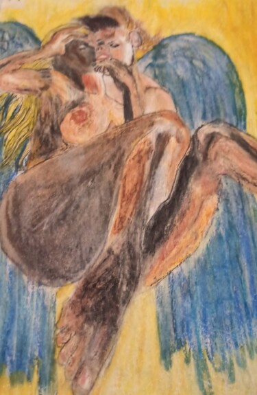 Картина под названием "blue angel" - Mattia Baldin, Подлинное произведение искусства, Цветные карандаши