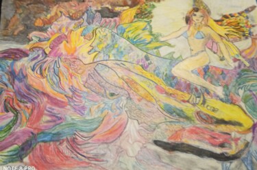 Pittura intitolato "tributo a julie bell" da Mattia Baldin, Opera d'arte originale, Matite colorate