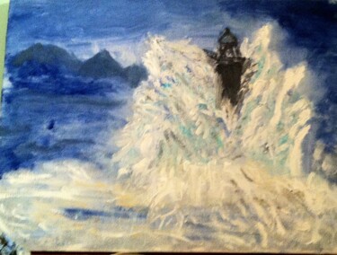 Peinture intitulée "faro-in-tempesta." par Mattia Baldin, Œuvre d'art originale, Huile