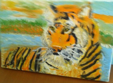 Painting titled "tigre-nella-giungla…" by Mattia Baldin, Original Artwork