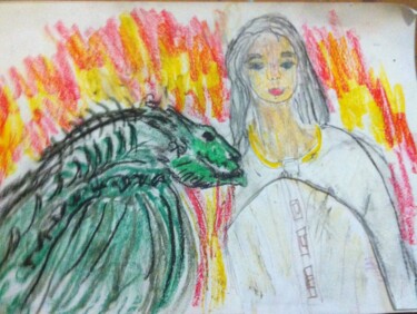 Disegno intitolato "demeris-fuoco-cammi…" da Mattia Baldin, Opera d'arte originale, Matite colorate