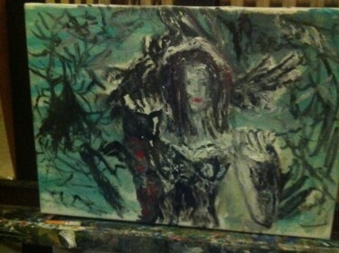 Painting titled "gothic-metal-woman-…" by Mattia Baldin, Original Artwork, Oil