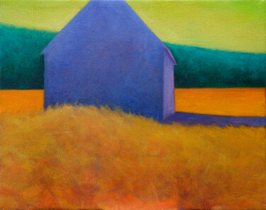 Картина под названием "Blue Barn" - Mattia Riccadonna, Подлинное произведение искусства, Масло