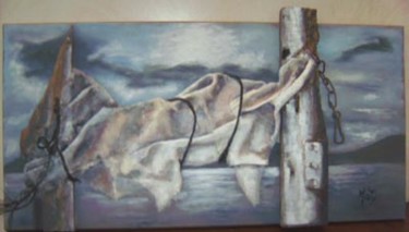 Painting titled "Voile au couchant" by Maty, Original Artwork, Oil